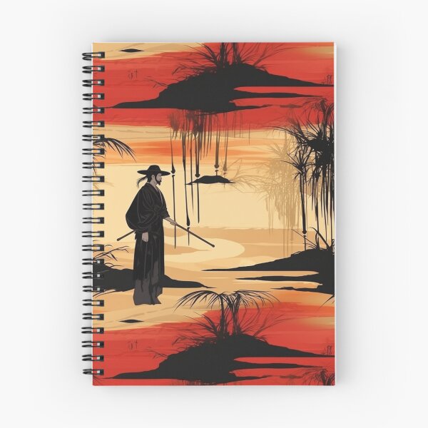 Item preview, Sunset Samurai on the river pattern designed and sold by Viking-Samurai.