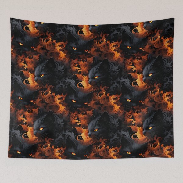Item preview, Halloween Patterns | Spooky Vapor Art | Black Cat Collection designed and sold by DreamBlazeStu.