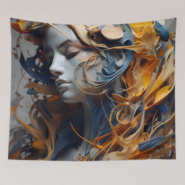 Item preview, Chromatic Expression - A Futuristic Portrait with Blue and Yellow Painted Hair designed and sold by vadimcarazan.
