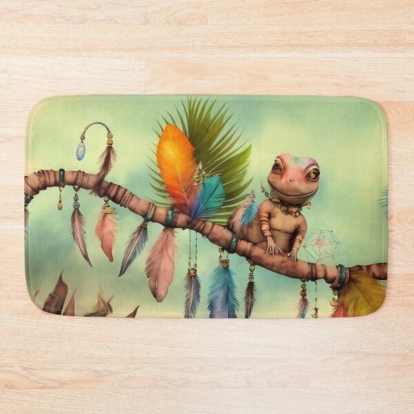 Item preview, Gecko Cute Bohemian Lizard on Boho Feathers Branch - AI Art 1 of 4 designed and sold by Beachy.