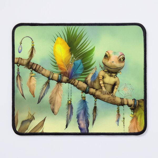 Item preview, Gecko Cute Bohemian Lizard on Boho Feathers Branch - AI Art 2 of 4 designed and sold by Beachy.