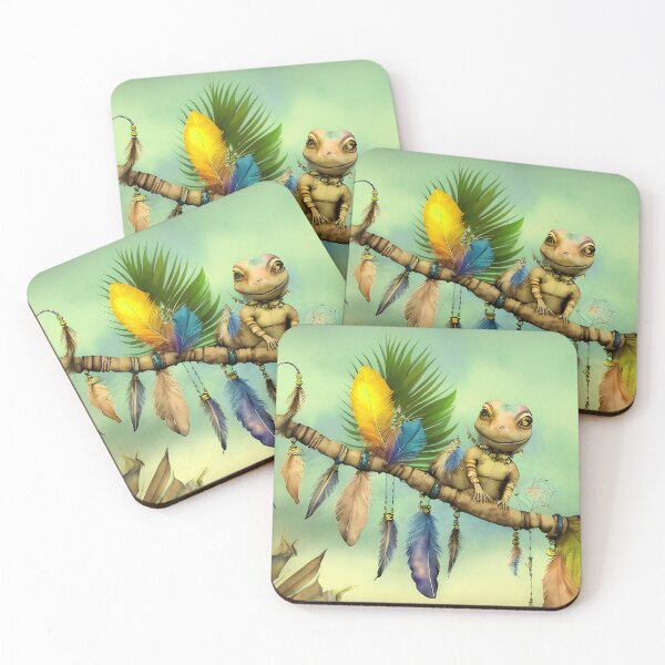 Item preview, Gecko Cute Bohemian Lizard on Boho Feathers Branch - AI Art 2 of 4 designed and sold by Beachy.