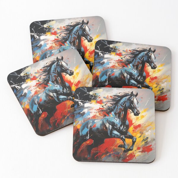 Item preview, Dynamic Equestrian Symphony - Black and Blue Horse Art designed and sold by vadimcarazan.