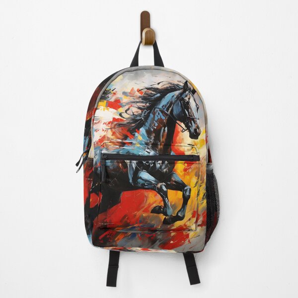 Item preview, Dynamic Equestrian Symphony - Black and Blue Horse Art designed and sold by vadimcarazan.