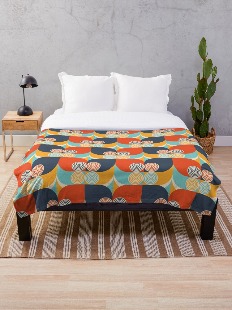 Retro Abstract Mid Century Modern Duvet Cover, MCM Geometric Oval