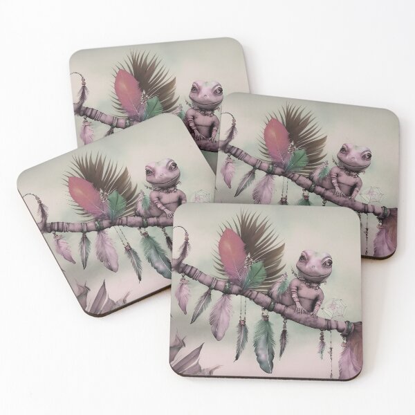 Item preview, Gecko Cute Bohemian Lizard on Boho Feathers Branch - AI Art 3 of 4 designed and sold by Beachy.