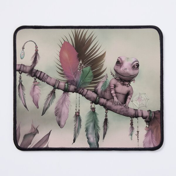 Item preview, Gecko Cute Bohemian Lizard on Boho Feathers Branch - AI Art 3 of 4 designed and sold by Beachy.