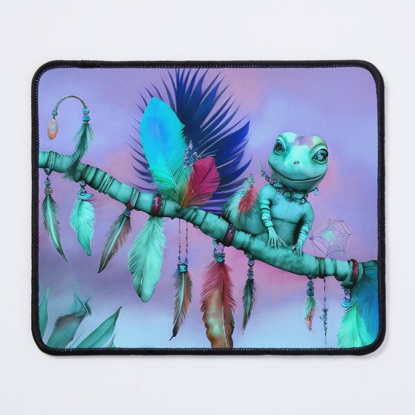 Item preview, Gecko Cute Bohemian Lizard on Boho Feathers Branch - AI Art 4 of 4 designed and sold by Beachy.