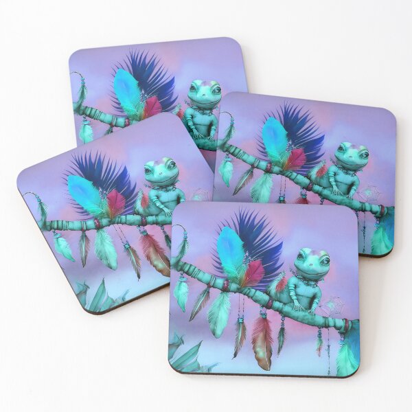 Item preview, Gecko Cute Bohemian Lizard on Boho Feathers Branch - AI Art 4 of 4 designed and sold by Beachy.