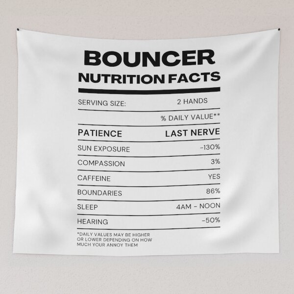 Item preview, Bouncer facts - black lettering  designed and sold by Jesanns.