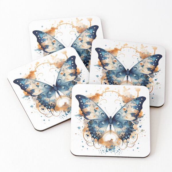 Item preview, Blue and peach painted butterfly designed and sold by TheOosh.