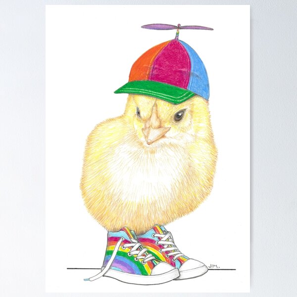 Item preview, Baby Chick with Propeller Hat and Rainbow Sneakers designed and sold by JimsBirds.