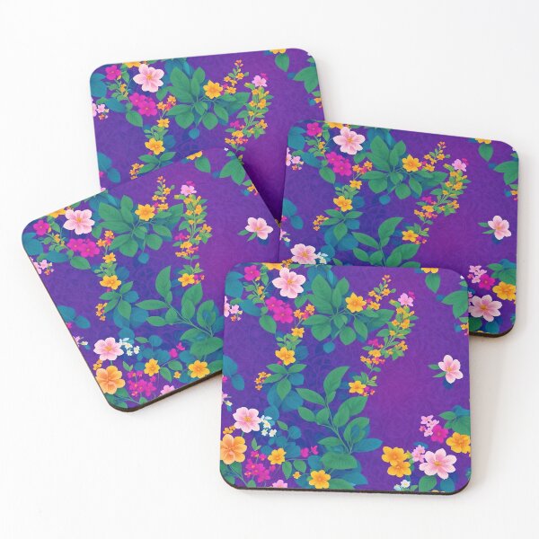 Item preview, Colorful flowers and purple bushes pattern designed and sold by elearah1.
