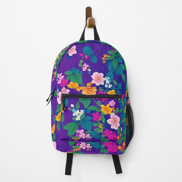 Item preview, Colorful flowers and purple bushes pattern designed and sold by elearah1.