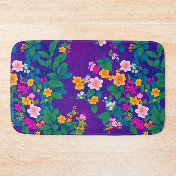 Item preview, Colorful flowers and purple bushes pattern designed and sold by elearah1.
