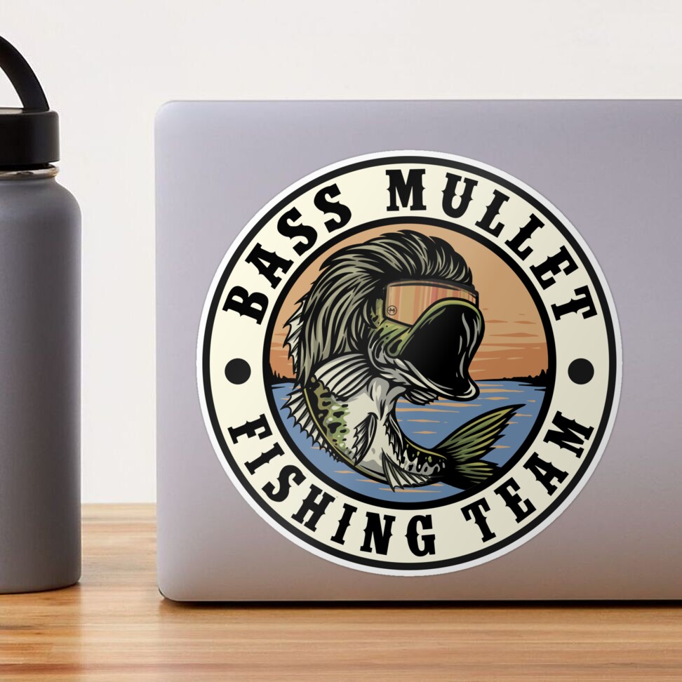 Bass Mullet Fishing Team Badge Sticker for Sale by DeerMulletShop