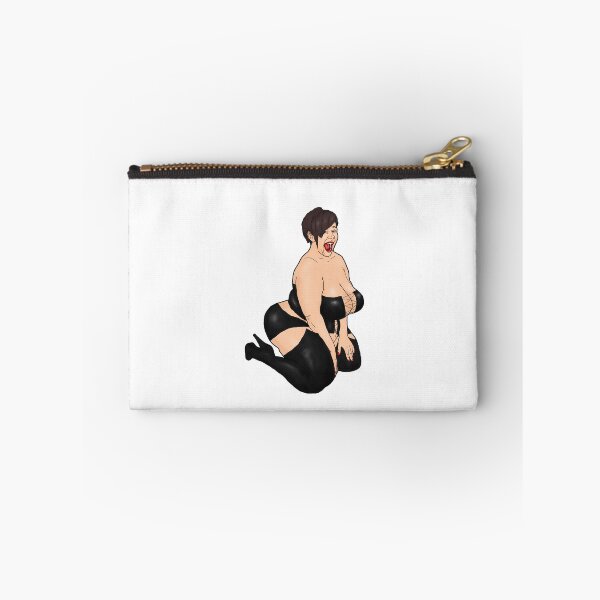 Item preview, Kneeling, laughing BBW dominatrix designed and sold by PinUpsandPulp.