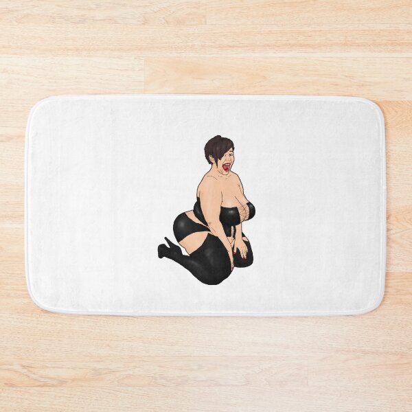 Item preview, Kneeling, laughing BBW dominatrix designed and sold by PinUpsandPulp.