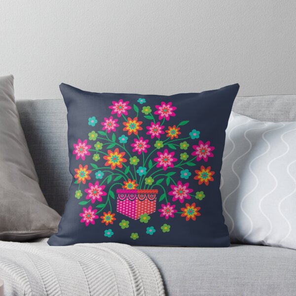 Item preview, RAINBOW IN MY POCKET Floral Botanical in Bright Colours on Deep Dark Blue - UnBlink Studio by Jackie Tahara designed and sold by Jackie Tahara of UnBlink Studio.