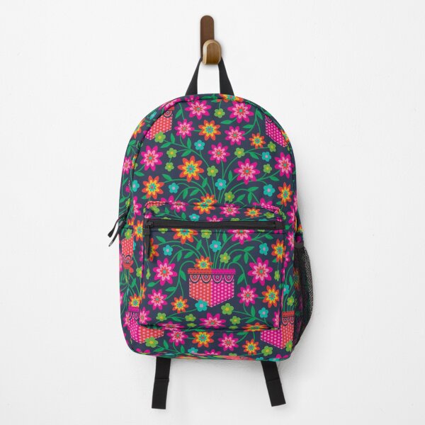 Item preview, RAINBOW IN MY POCKET Floral Botanical in Bright Colours on Deep Dark Blue - UnBlink Studio by Jackie Tahara designed and sold by Jackie Tahara of UnBlink Studio.
