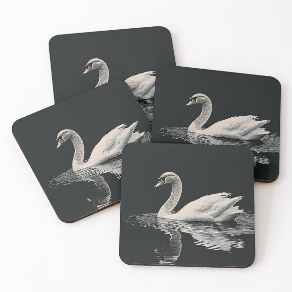 Item preview, Swan Art - Black Background - Minimalistic - Wallpaper - Swan Painting - Vintage Canvas Art - Art Gift - Black Swan -Wallpaper Gift Art designed and sold by FredgarShop.
