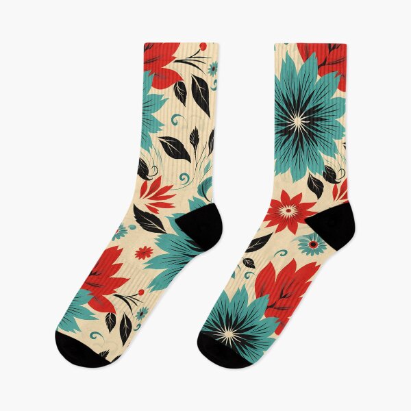 Item preview, Vintage Floral: Red, Blue, Black, and Tan Retro Pattern designed and sold by SnowStudio2022.