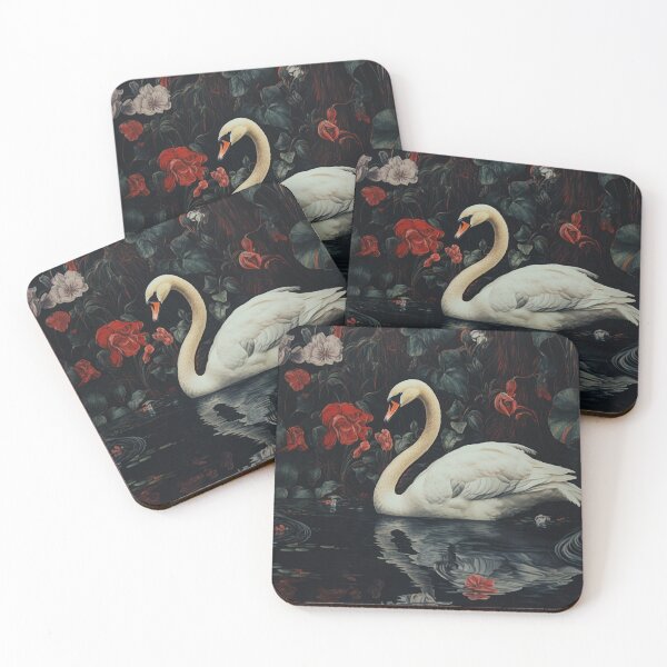 Item preview, Swan Painting - Vintage Bloomy Canvas Art - Vintage Print - Vintage Painting - Black Swan Art - Girls Room or Nursery print - Bloomy designed and sold by FredgarShop.