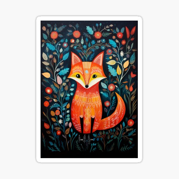 Item preview, Folk Art Fox Greeting Card | Whimsical and Artistic Design designed and sold by Brooke Drake Co..