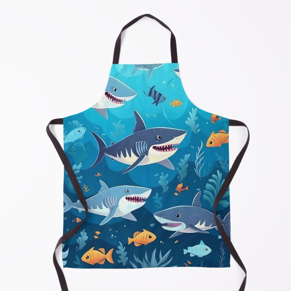 Item preview, Shark Frenzy Repeating Pattern Graphic Print designed and sold by imaginariumlab.