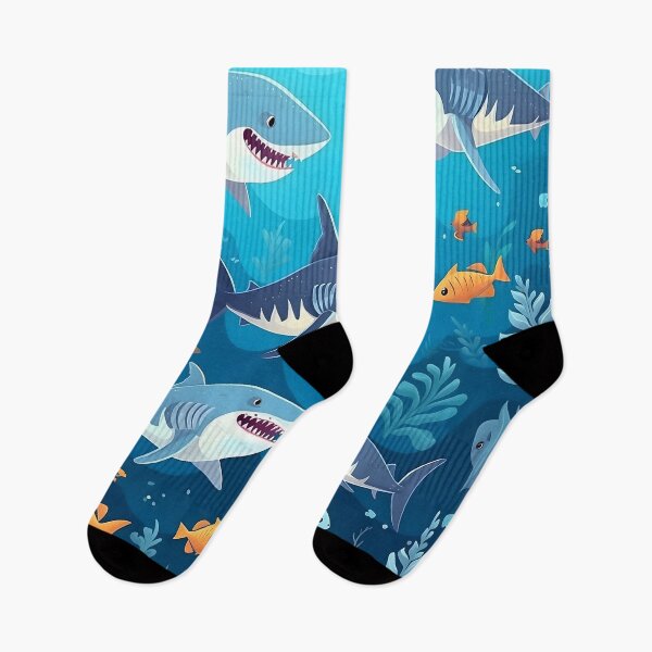 Item preview, Shark Frenzy Repeating Pattern Graphic Print designed and sold by imaginariumlab.