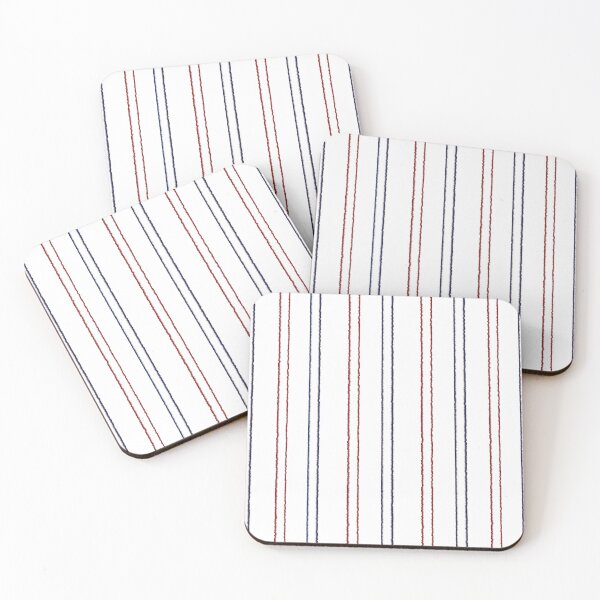 Item preview, Hand-Drawn Navy & Red Double Pin Stripe Pattern on White designed and sold by BlueMoonBarn.
