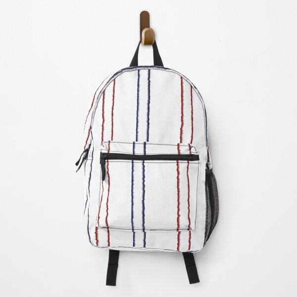 Item preview, Hand-Drawn Navy & Red Double Pin Stripe Pattern on White designed and sold by BlueMoonBarn.