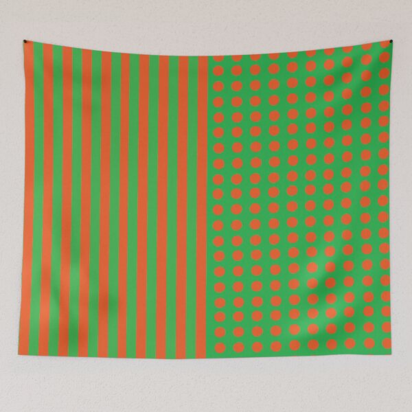 Item preview, Neon Orange and Green Dots and Stripes designed and sold by ColorZoo.