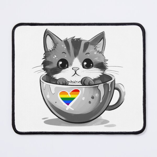 Item preview, LGBT Gay Pride Flag Cat in Cup designed and sold by LynnePham.