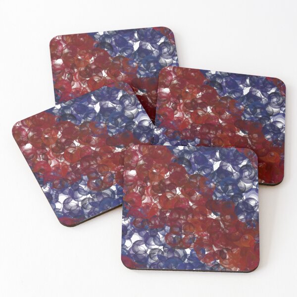 Item preview, Hand-Drawn Red and Blue Abstract Circle Pattern on White designed and sold by BlueMoonBarn.