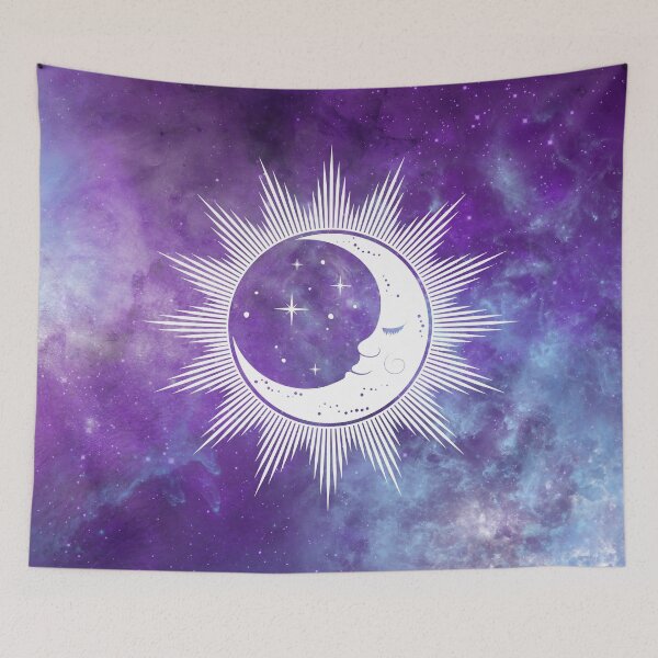 Item preview, Cosmic Aesthetic Sun and Moon in Purple Watercolor Universe designed and sold by Trish Dish.