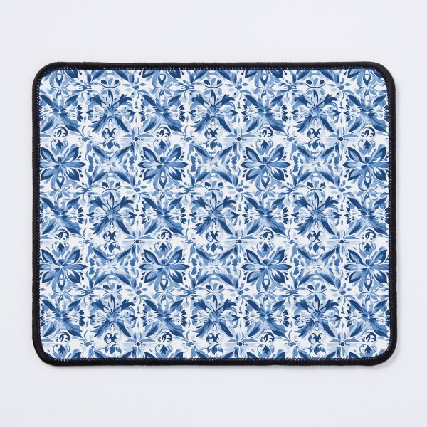 Item preview, Blue and White Greek tile pattern designed and sold by ComerPrintCo.