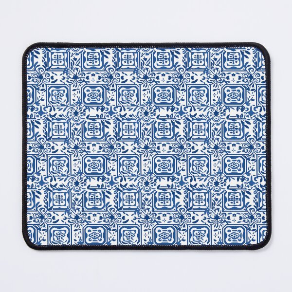 Item preview, Blue and White Greek tile pattern designed and sold by ComerPrintCo.