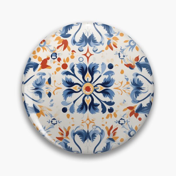 Item preview, Blue and White Greek tile pattern designed and sold by ComerPrintCo.