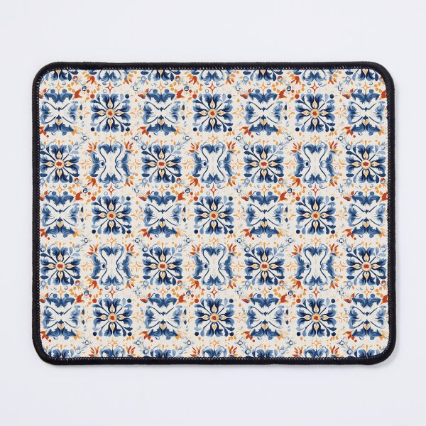 Item preview, Blue and White Greek tile pattern designed and sold by ComerPrintCo.