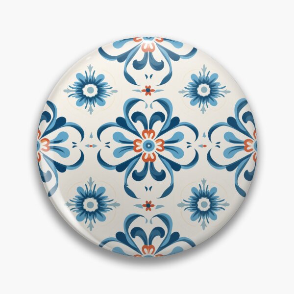 Item preview, Blue and White Greek tile pattern designed and sold by ComerPrintCo.