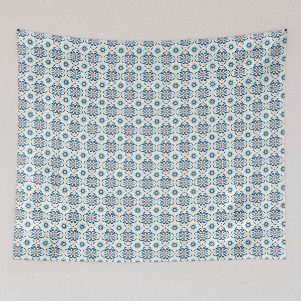 Item preview, Blue and White Greek tile pattern designed and sold by ComerPrintCo.