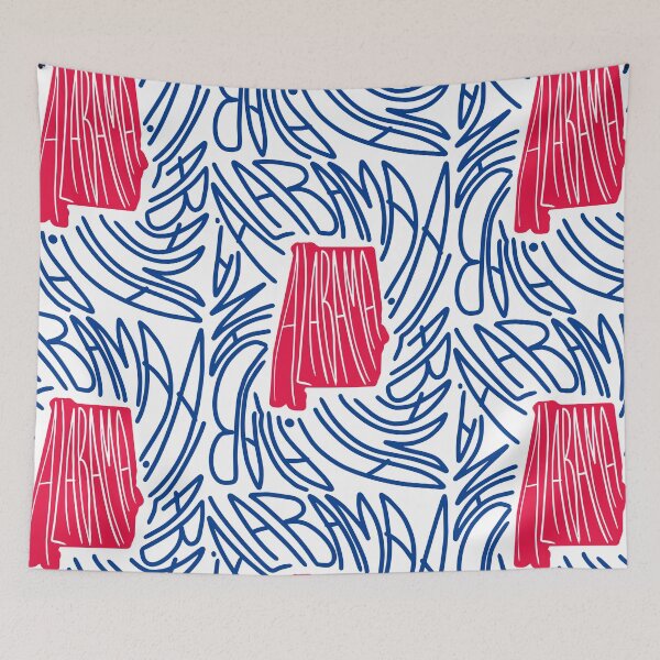 Item preview, Alabama State Map Typography - Red and Blue - USA America State designed and sold by Ranggasme.