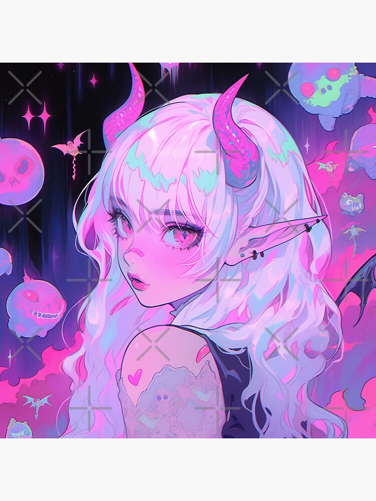 Adorable Soft Pink Anime Girl Sticker for Sale by bubblegoth