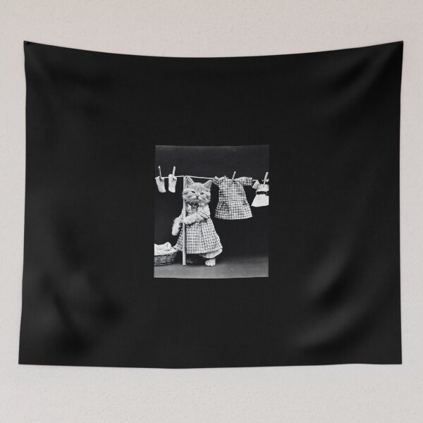 Item preview, cute cat in dress doing houseworks  designed and sold by Singerevita.