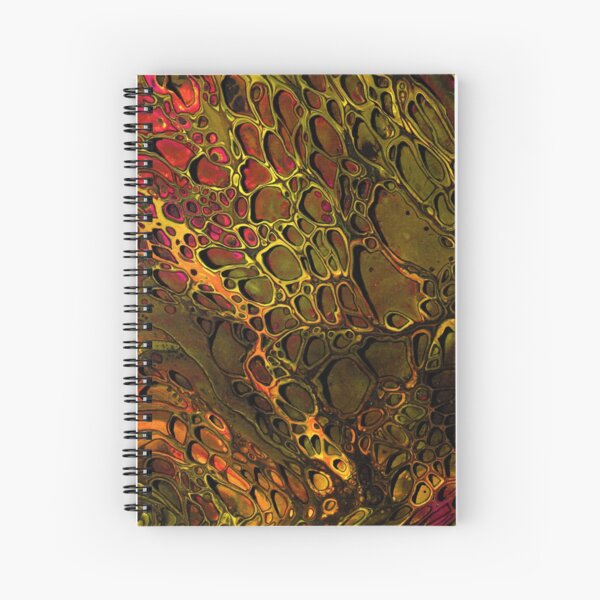 Yellow and Pink - Paint Pour Print with Fineliner Pen Detail Spiral Notebook