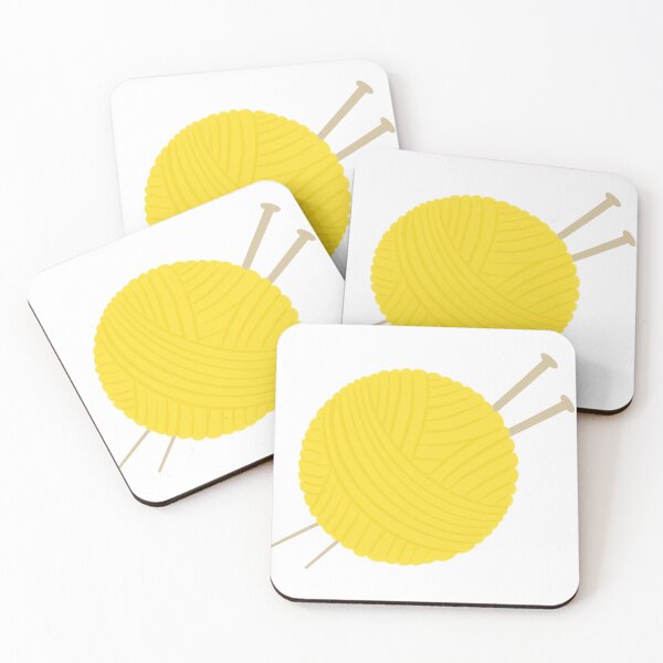 Item preview, Yarn Ball with Knitting Needles Yellow designed and sold by art-by-enc.