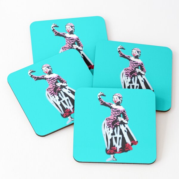 Item preview, Colombina or Columbine Commedia dell'arte Graffiti Spray Paint Art - Turquoise designed and sold by Talia Felix.