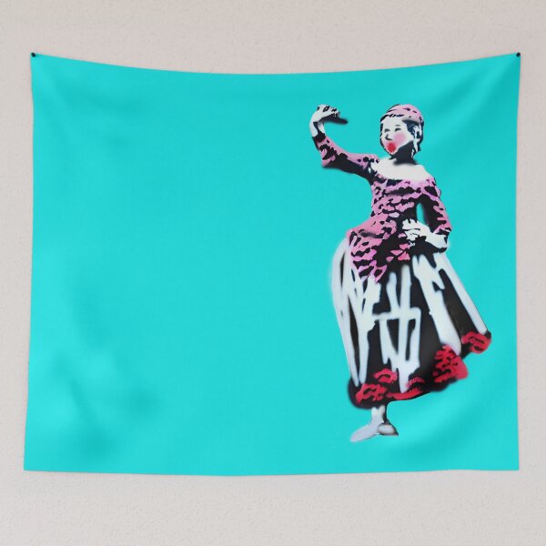 Item preview, Colombina or Columbine Commedia dell'arte Graffiti Spray Paint Art - Turquoise designed and sold by Talia Felix.