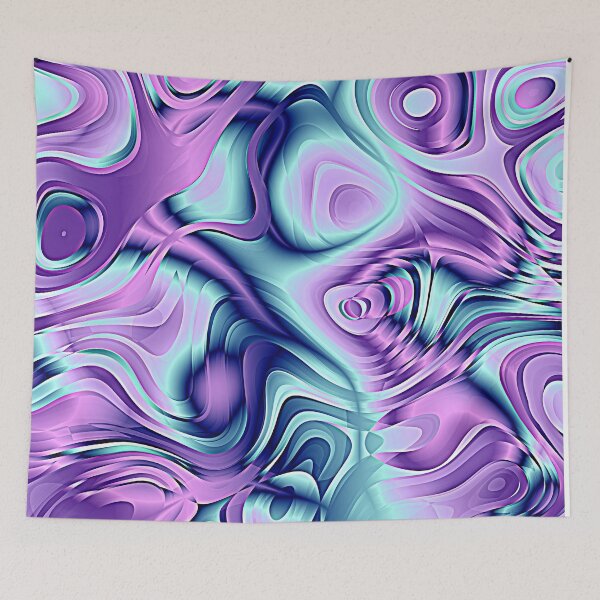 Aperçu de l'œuvre Vagues vibrantes : Deep Rich Purple et Aqua Blue Paint créée et vendue par Rebekkahsdesign.